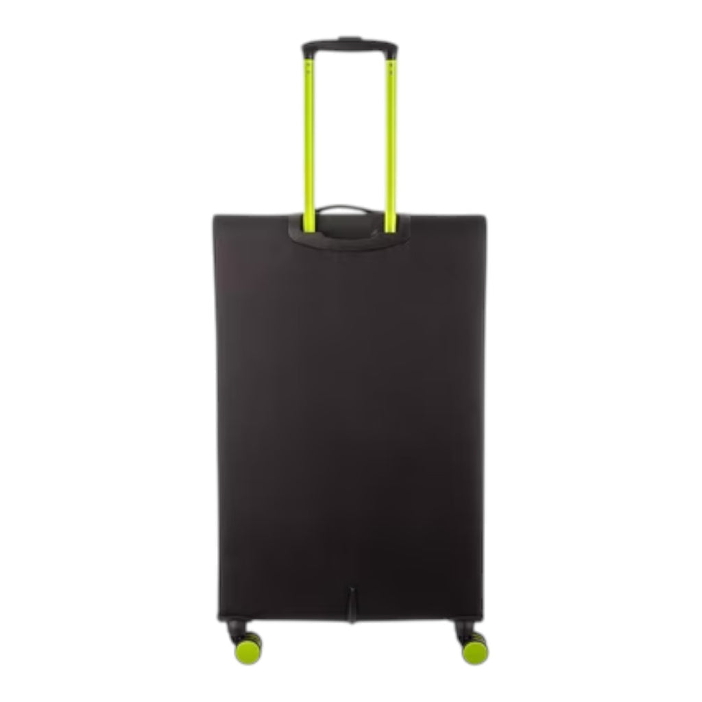 Lieblingstasche Lightstyler Spinner L large black suitcase with vibrant lime green telescopic handle and wheels