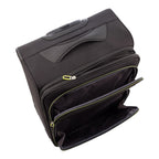 Lieblingstasche Lightstyler Spinner M black softside suitcase with front zippered pockets and lime green accents