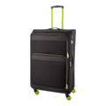 Lieblingstasche Lightstyler Spinner L black suitcase with lime green accents, telescopic handle, and four wheels.