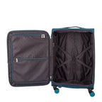 Lieblingstasche Lightstyler Spinner M suitcase interior with dark grey patterned lining, zippered pockets, and straps.