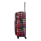 Lieblingstasche Lightstyler Spinner L suitcase in a vibrant multi-coloured plaid pattern with side view