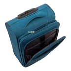Lieblingstasche Lightstyler cabin spinner suitcase in teal blue with a front laptop compartment and zipper closure.
