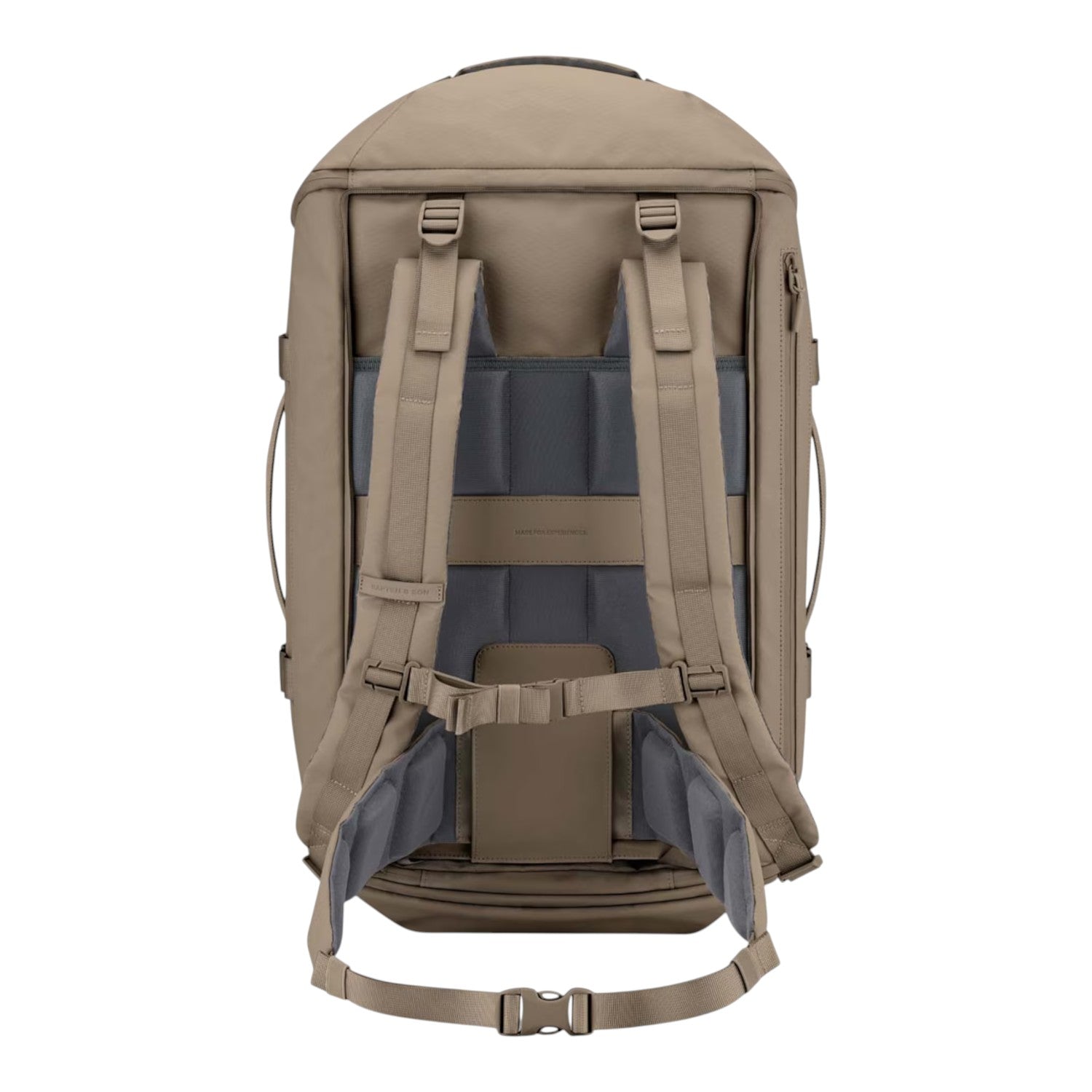 Lieblingstasche Lisbon Duffle Backpack L in beige with adjustable padded shoulder straps and chest buckle