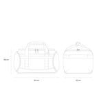 Lieblingstasche Lisbon Duffle Backpack L technical line drawing showing front and side dimensions