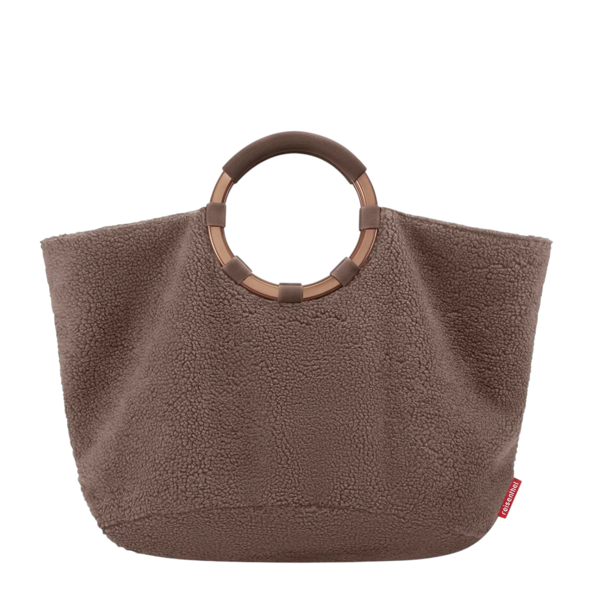 Lieblingstasche Loopbag Hobo in brown teddy fleece material with a round handle
