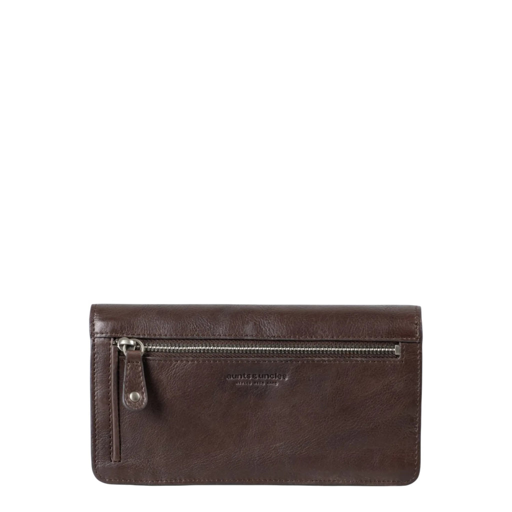 Lieblingstasche Mabel brown leather wallet with a zippered back pocket and embossed logo detail
