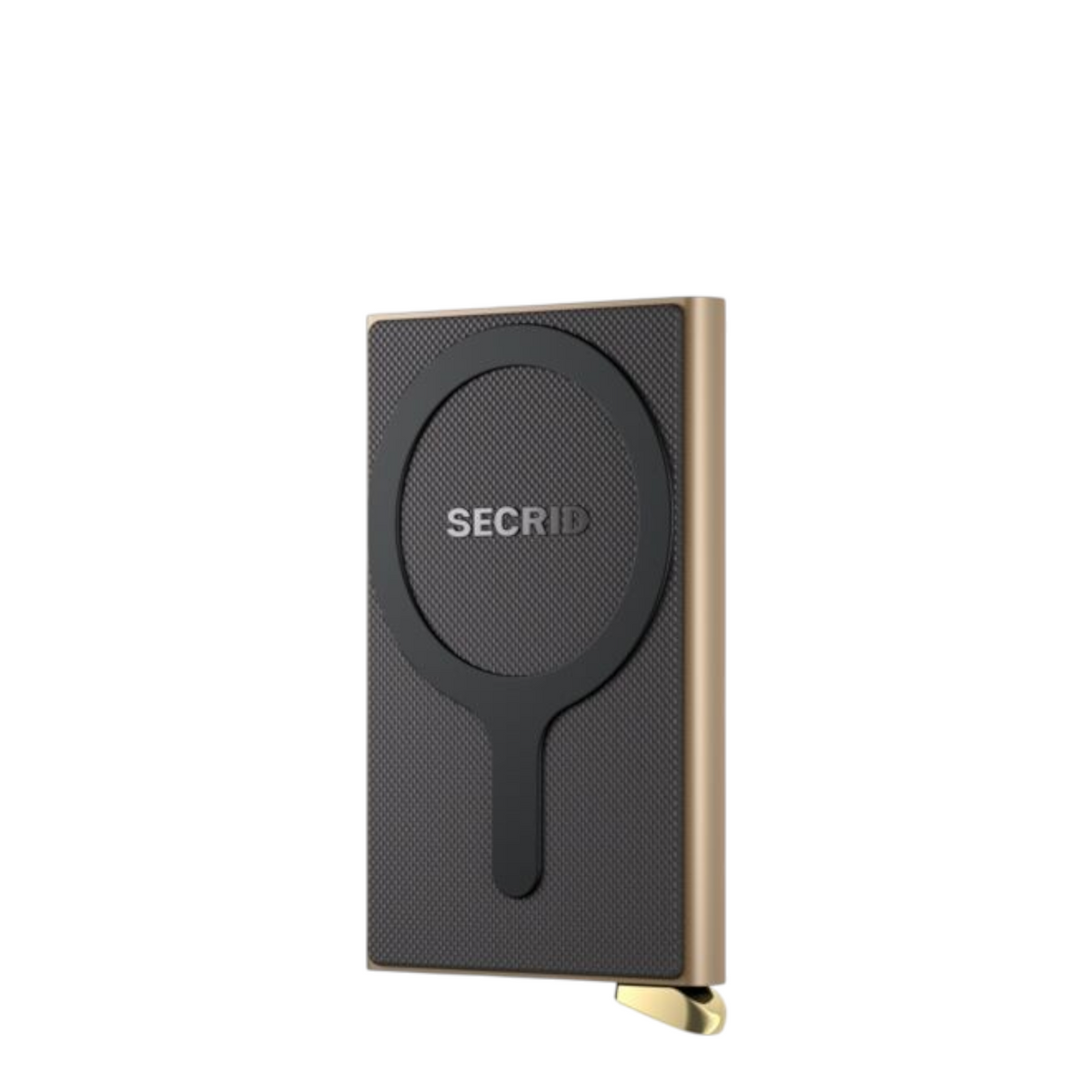 Lieblingstasche Secrid Cardprotector for MagSafe in a premium fluted gold and black finish with magnetic ring