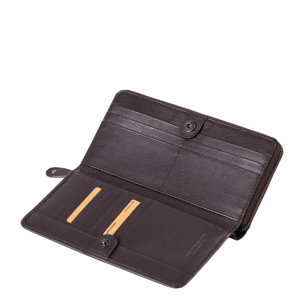 Lieblingstasche Maple dark brown leather wallet with card slots and snap button closure