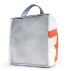 Lieblingstasche Matrose XL bag in grey and white with a prominent orange number seven detail and top carry handle