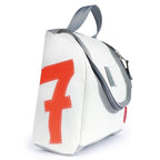 Lieblingstasche Matrose XL white recycled sailcloth toiletry bag with red number 7 and grey trim