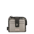 Lieblingstasche metallic silver and grey patterned small zip-around wallet with a snap button closure
