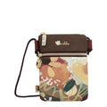 Lieblingstasche mini cross-body bag with brown leather trim and a colourful patterned fabric front panel