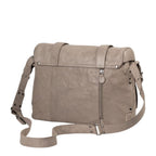 Lieblingstasche Miss Applepie grey leather messenger bag with adjustable strap and back zipper pocket