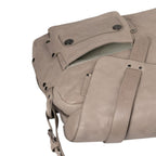 Lieblingstasche Miss Applepie taupe leather handbag with front pocket and metal snap button details