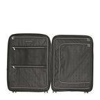 Lieblingstasche Mogens 4W Trolley M open, showing black interior with zippered compartments and straps.