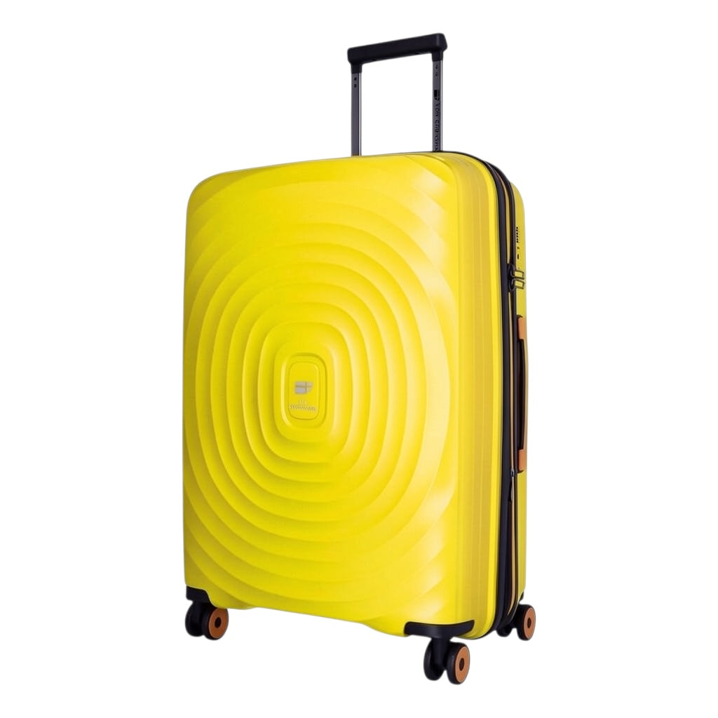 Lieblingstasche Mogens 4W Trolley M, yellow, hard-shell suitcase with TSA lock and four spinner wheels.