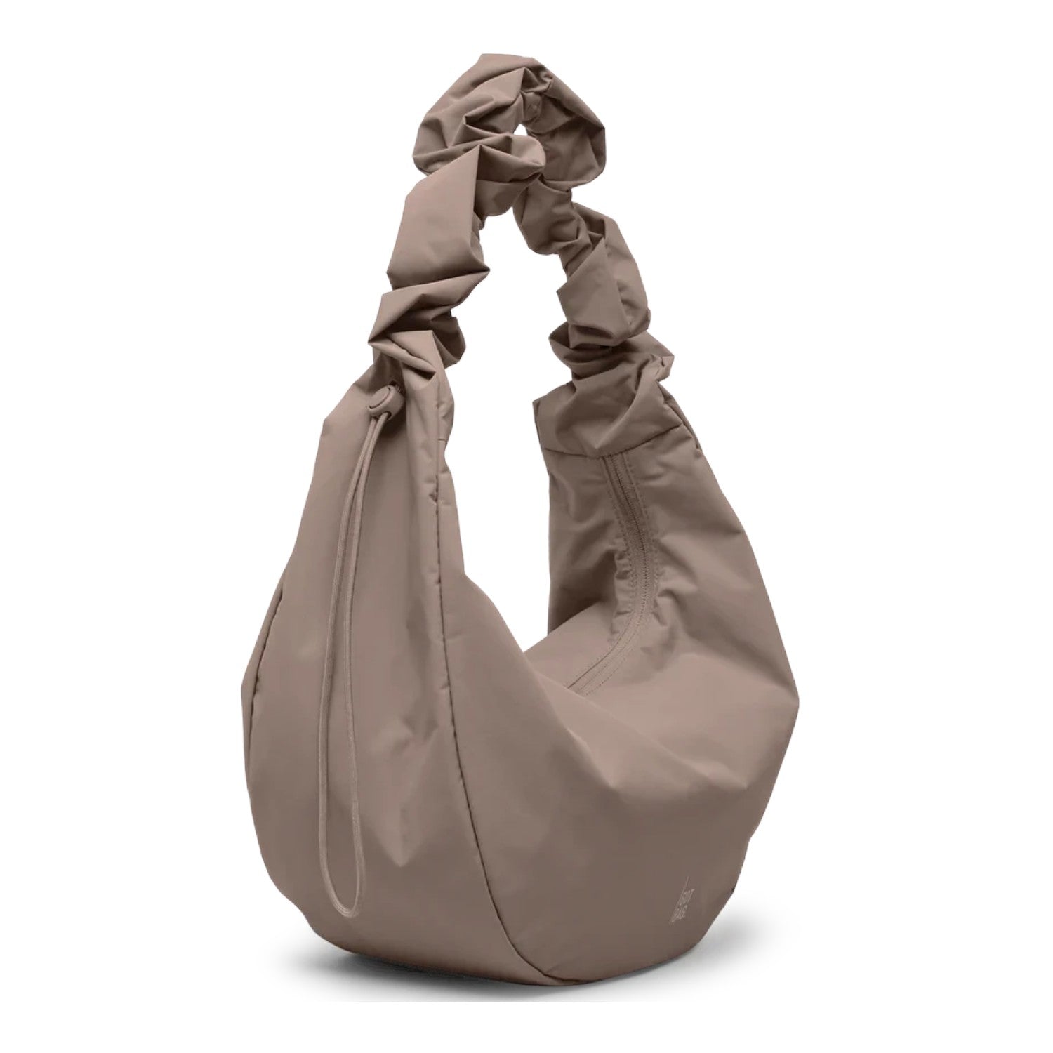 Lieblingstasche Moon Bag Ruffle Large in beige made from recycled fishing nets with a gathered shoulder strap