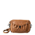 Lieblingstasche Mrs. Cannoli brown leather crossbody bag with a ruched flap and adjustable strap