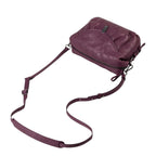 Lieblingstasche Mrs. Cannoli purple leather crossbody bag with adjustable strap and front pocket detail