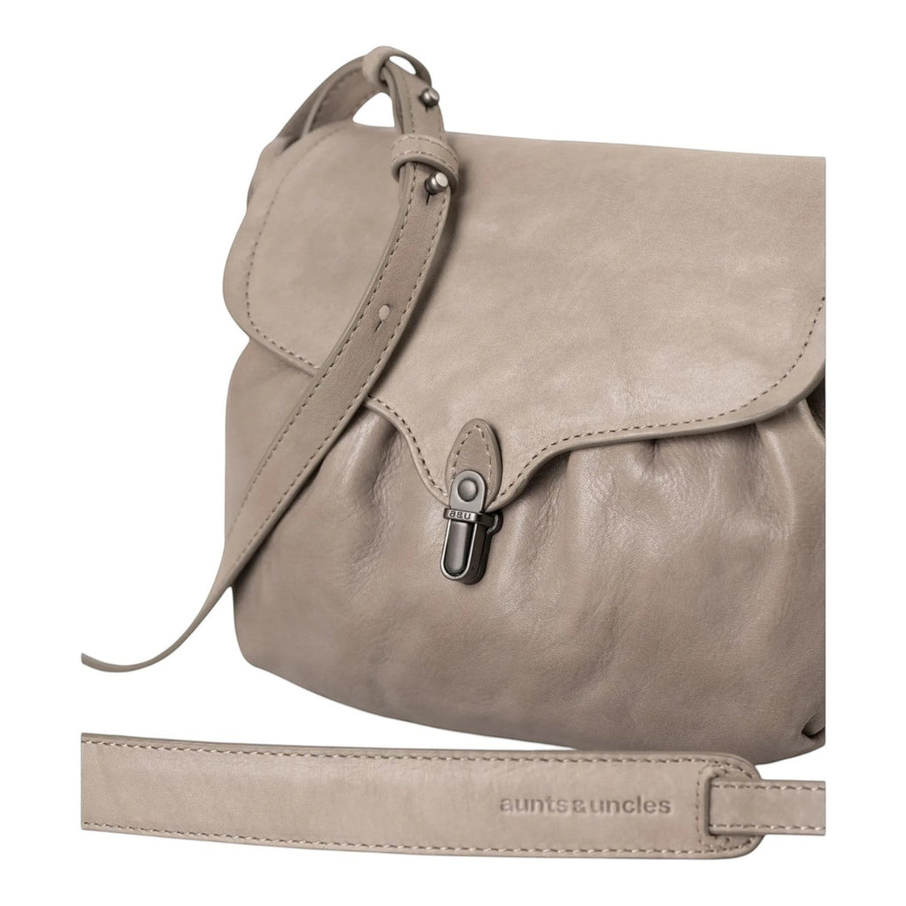Lieblingstasche Mrs. Coconut Cake taupe leather shoulder bag with a flap closure and metal hardware detail