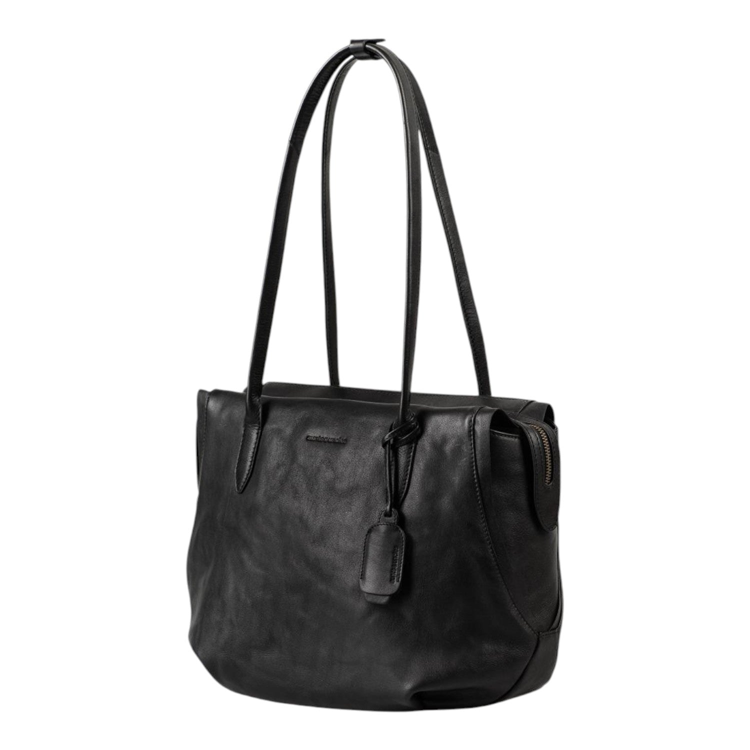 Lieblingstasche Mrs. Florentine black leather shoulder bag with long straps and a minimalist design