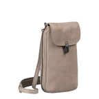 Lieblingstasche Mrs. Lemon Twist taupe leather crossbody phone bag with a flap closure and slim shoulder strap