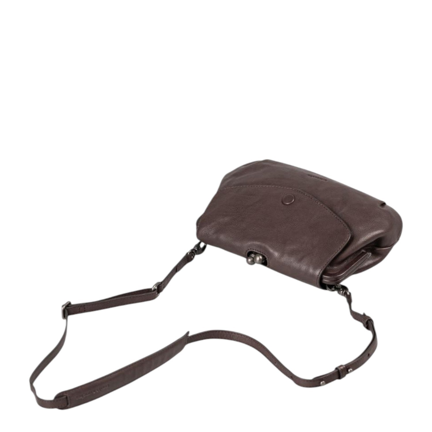 Lieblingstasche Mrs. Madeline dark brown leather crossbody bag with a vintage-style clasp closure