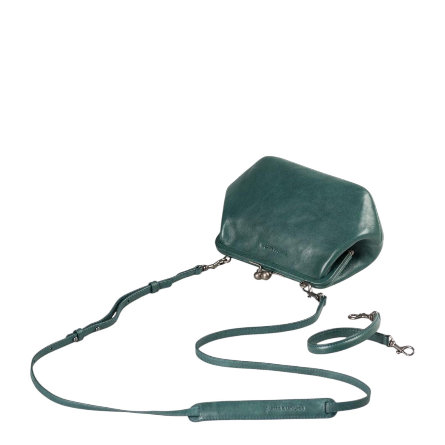 Lieblingstasche Mrs. Pizzelle dark green leather crossbody bag with a vintage-style kiss-lock clasp