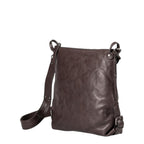 Lieblingstasche Mrs. Raisin Cookie dark brown leather crossbody bag with a textured finish and adjustable strap