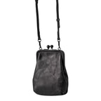 Lieblingstasche Mrs. Sugar Pop vintage black leather handbag with clip clasp and adjustable shoulder strap