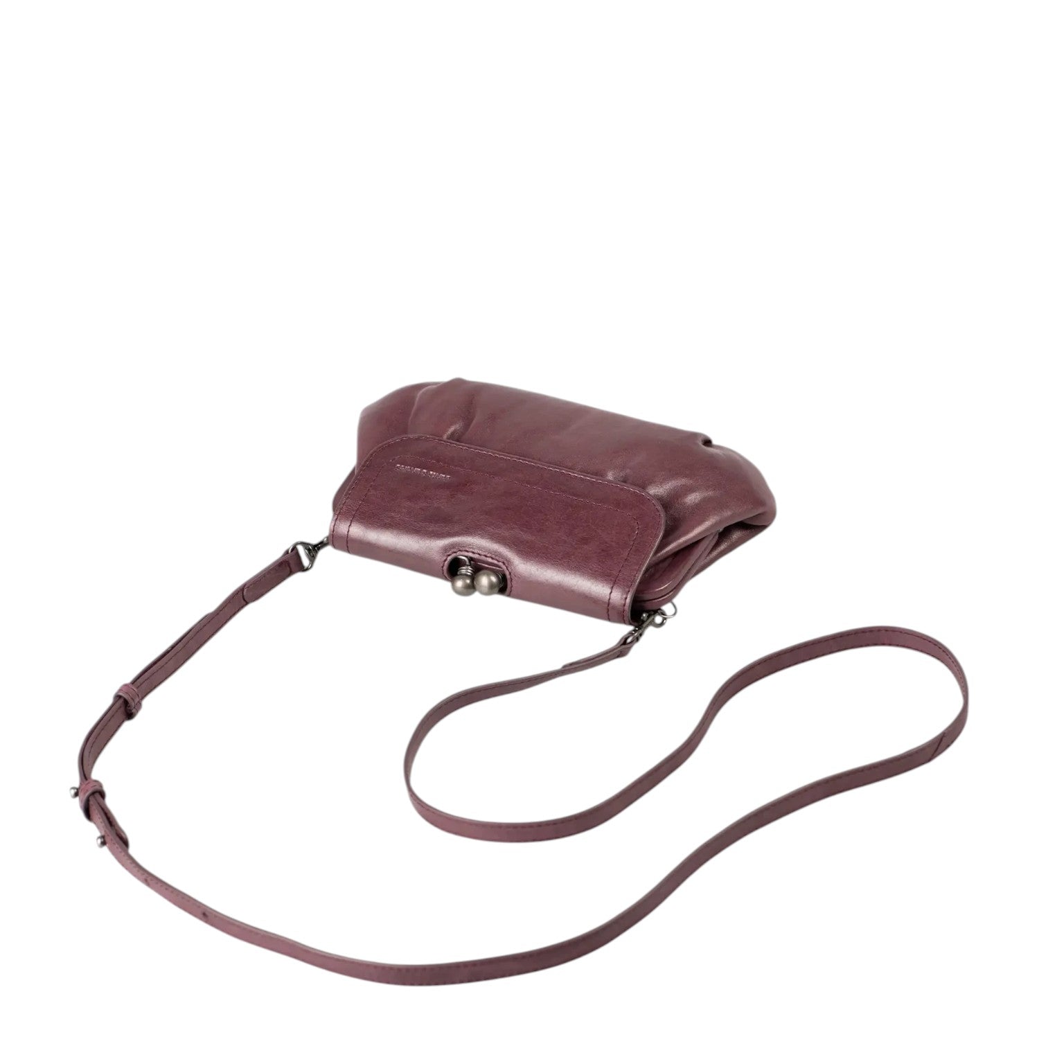 Lieblingstasche Mrs. Whoopie Pie dark purple leather crossbody bag with a vintage-style kiss-lock clasp