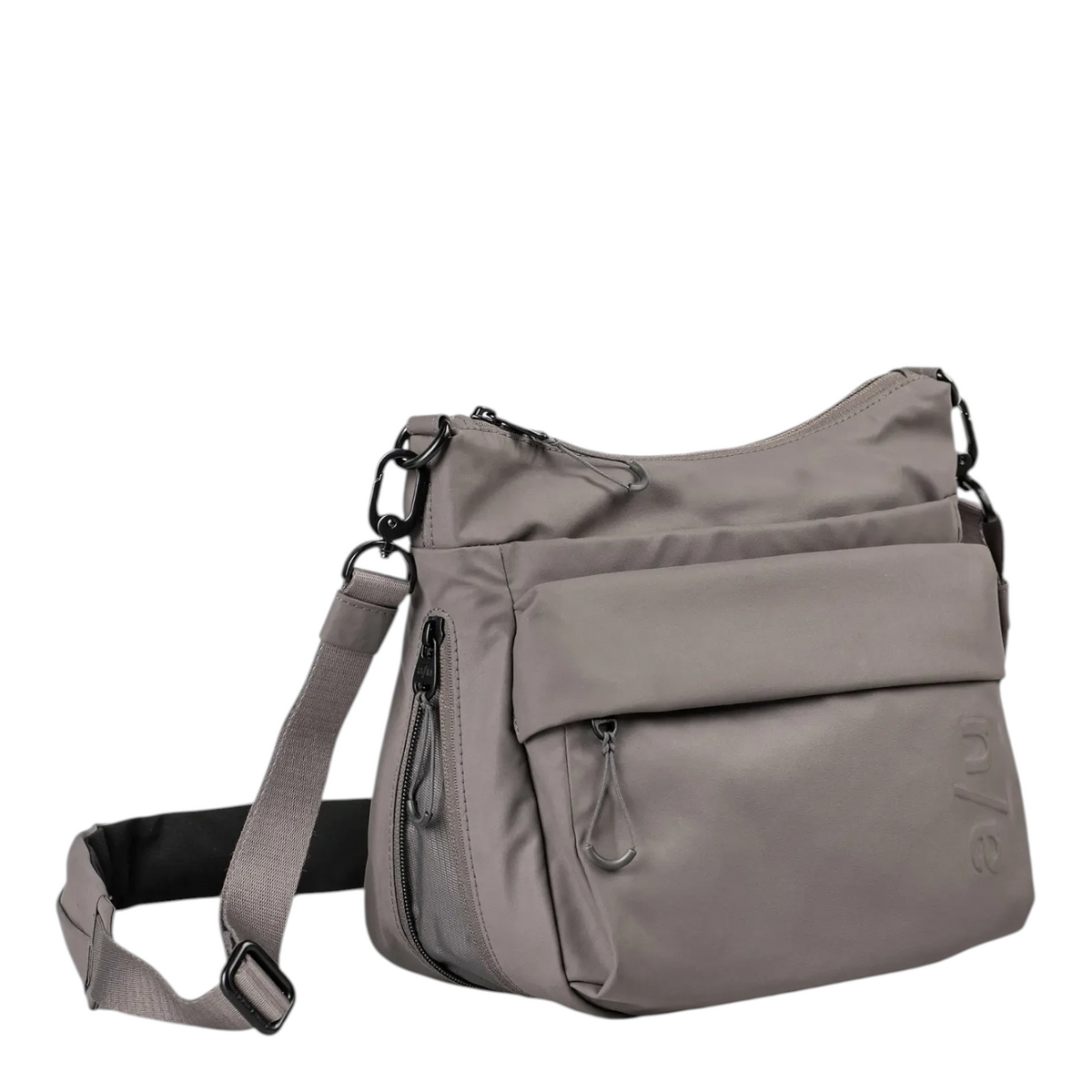 Lieblingstasche Nanuki RE lite grey crossbody bag with adjustable strap and front zip pocket