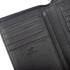 Lieblingstasche navy blue leather bifold wallet with RFID safe technology and multiple card slots.