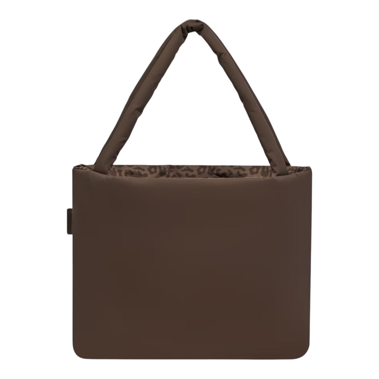 Lieblingstasche Norva 2in1 shopper bag in dark brown with a padded design and leopard print interior lining