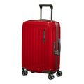 Lieblingstasche NUON Spinner 55/20 Exp carry-on suitcase in vibrant red with a hard shell and four spinner wheels.