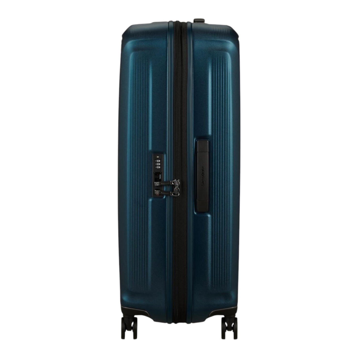 Lieblingstasche NUON Spinner 75/28 Exp suitcase in dark blue with a hard shell, side handle, and integrated TSA lock.