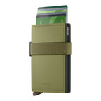 Lieblingstasche Bandwallet Matte in olive green with elastic strap and card holder mechanism