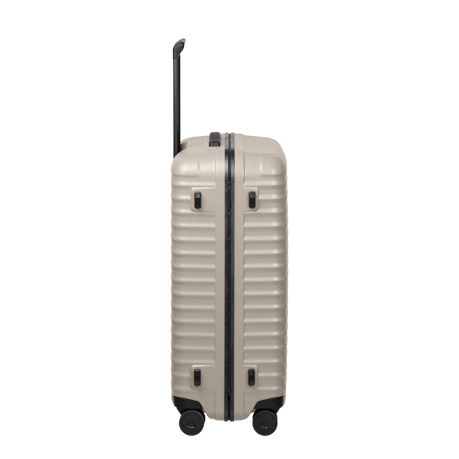 Lieblingstasche OVERSEAS 4w Trolley M+ in beige with a ribbed hard shell and black telescopic handle