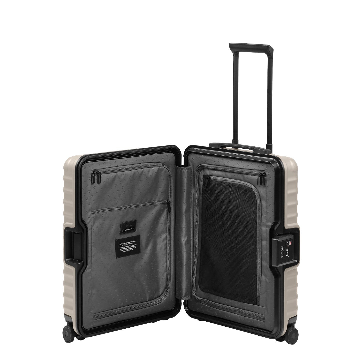 Lieblingstasche OVERSEAS 4w Trolley S20 open beige hard shell suitcase with interior compartments and TSA lock