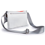Lieblingstasche Perle white crossbody bag with grey adjustable strap and back zipper pocket