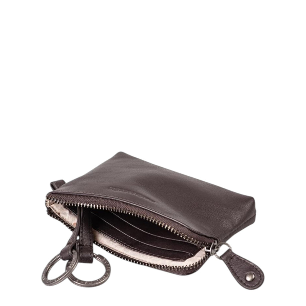 Lieblingstasche Physalis dark brown leather key pouch with zipper closure and internal card slots