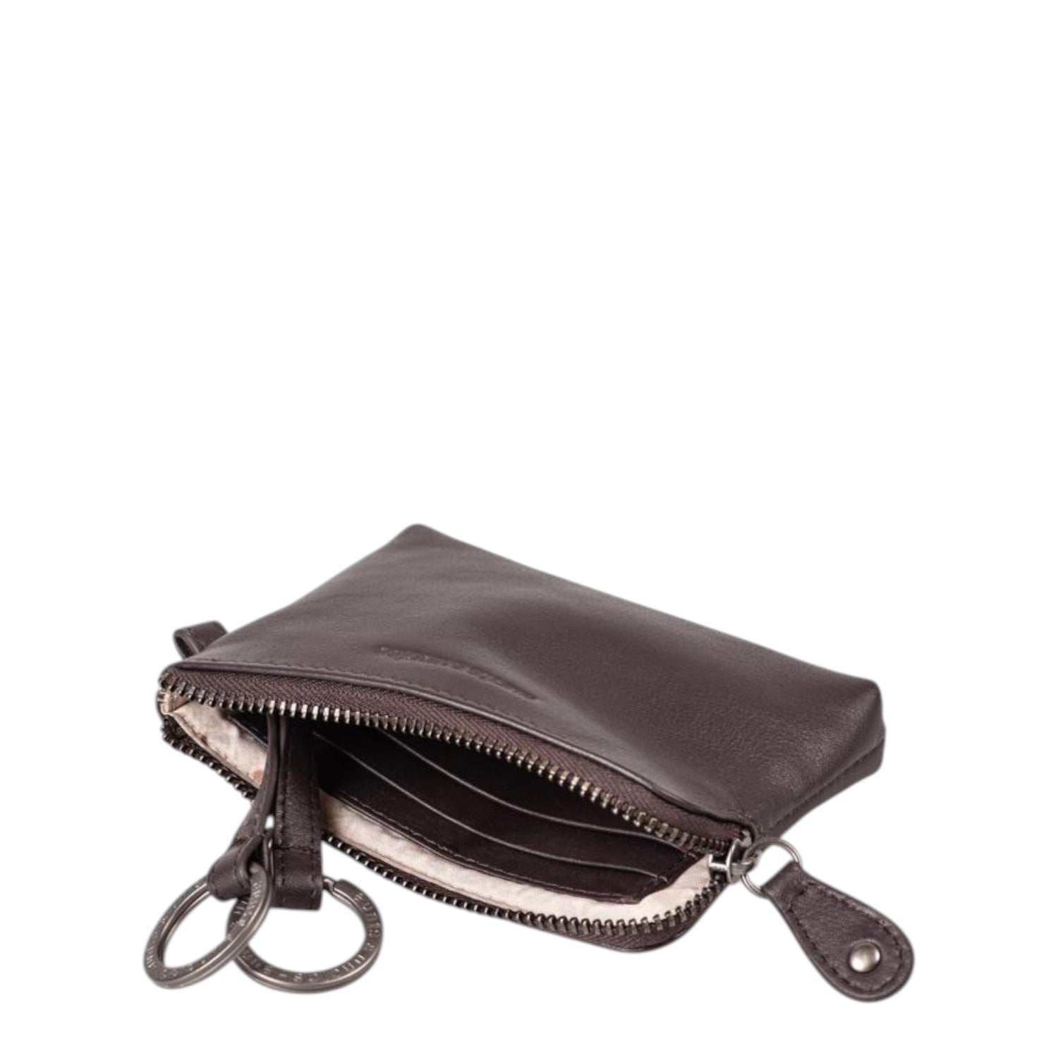 Lieblingstasche Physalis dark brown leather key pouch with zipper closure and internal card slots