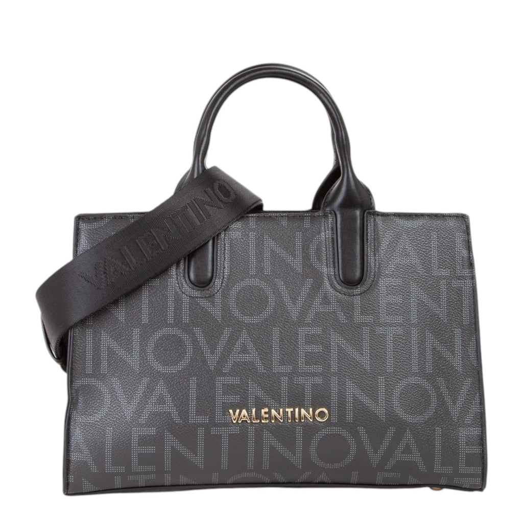 Lieblingstasche Pretty Bag Regina Re black tote bag with all-over logo print and gold hardware.