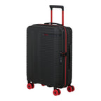 Lieblingstasche PRODIVER HS black hardside spinner suitcase with red accents, telescopic handle, and four wheels.