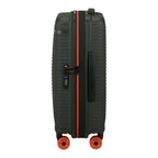 Lieblingstasche PRODIVER HS olive green expandable spinner suitcase with bright orange wheels and TSA lock