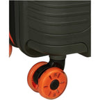 Lieblingstasche PRODIVER HS Spinner suitcase featuring a durable black hardshell and bright orange spinner wheels.