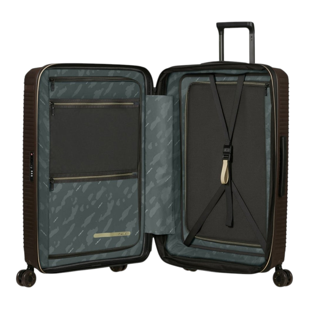 Lieblingstasche PRODIVER HS Spinner 55/20 Exp suitcase interior with grey patterned lining and compression straps