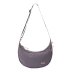 Lieblingstasche purple crescent-shaped sling bag with adjustable strap and zipper details