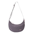 Lieblingstasche purple crescent-shaped sling bag with adjustable strap and zipper details