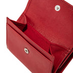 Lieblingstasche red leather tri-fold coin purse with snap closure and card slots.